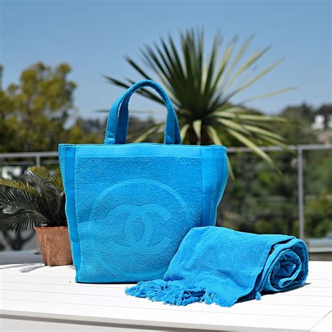 towel chanel|Chanel beach bag with towel.